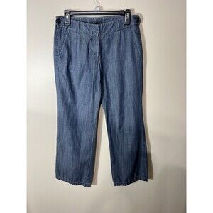 Theory Brione Greece Blue Wide Leg Pants Womens Classic Size 4